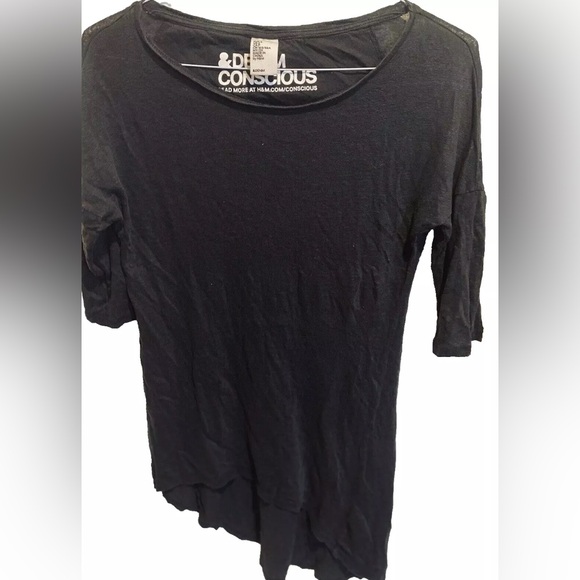 ❕3/$15❕H&M  Denim & Conscious Small Black 3/4 Sleeve Shirt - Picture 1 of 3
